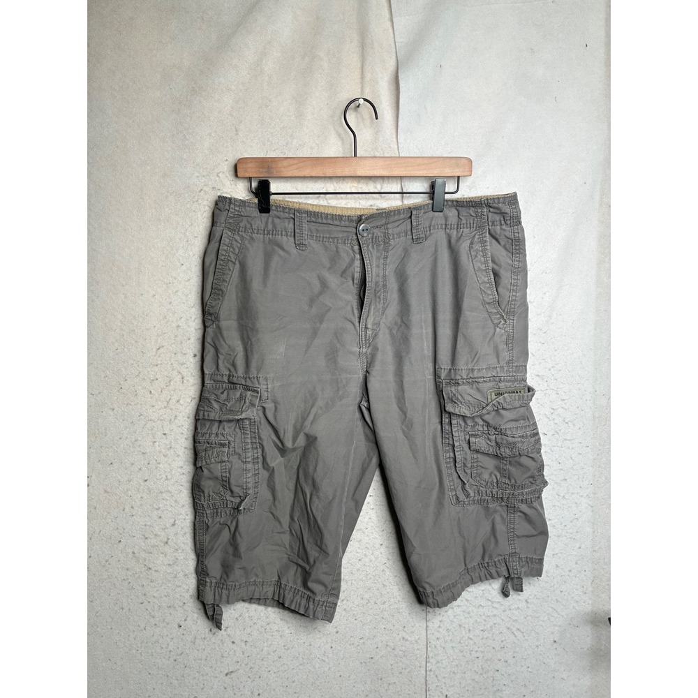 Unionbay Mens Gray Cargo Shorts Size 34 Cotton Utility Multi Pocket Outdoor